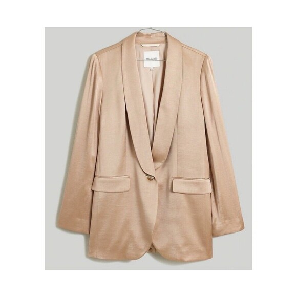 Madewell Satin Oversized Blazer In Matchstick Sz 16W New - Picture 4 of 10